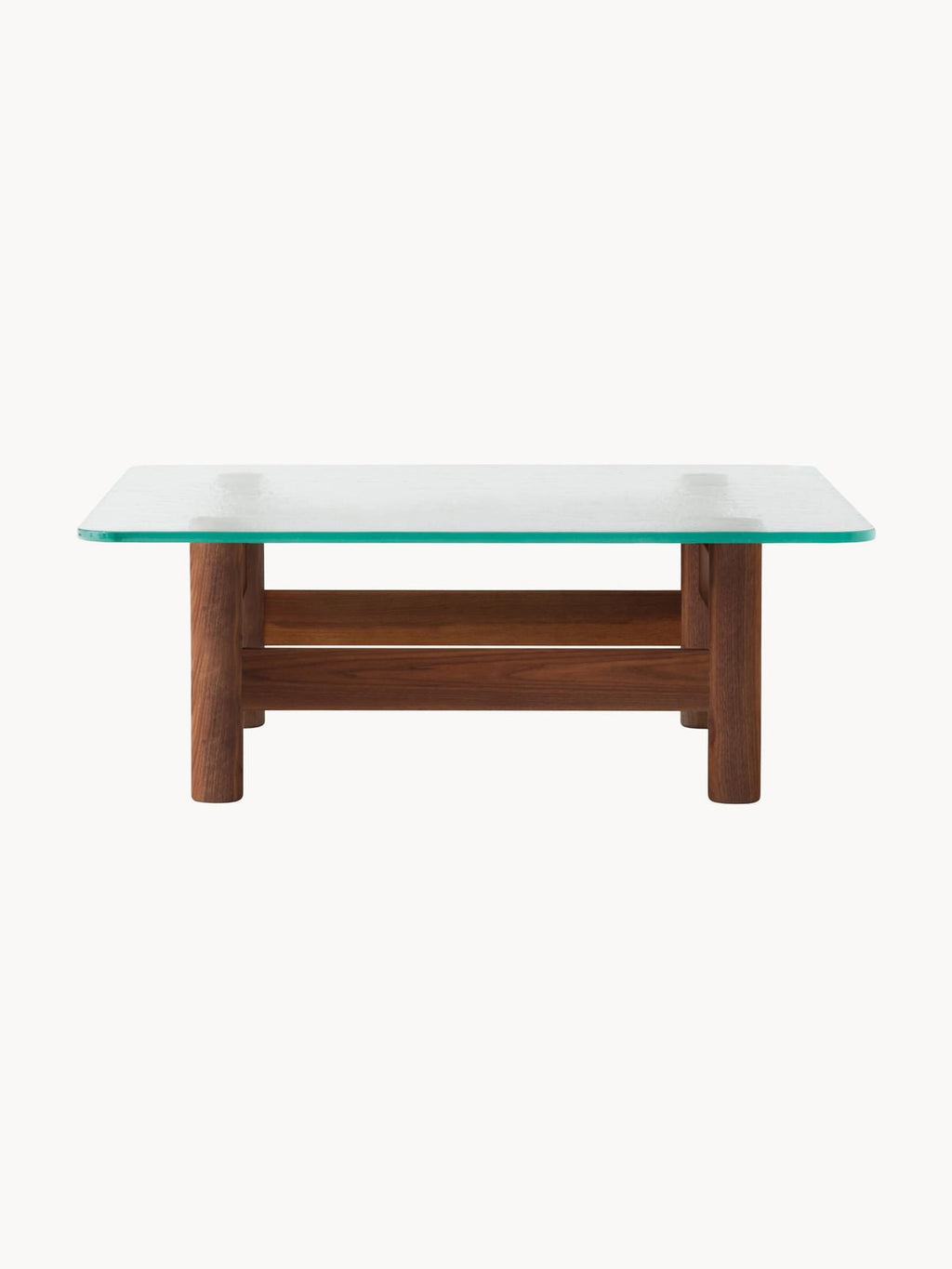 Stanton Walnut Wood Coffee Table with Glass Top