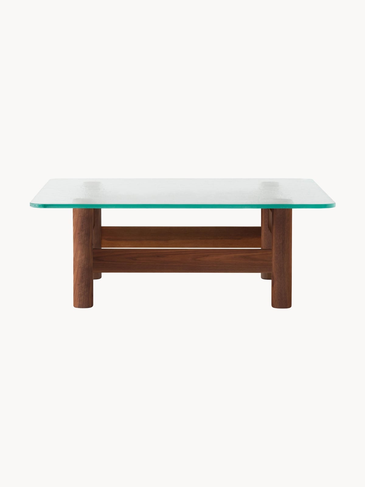Stanton Walnut Wood Coffee Table with Glass Top