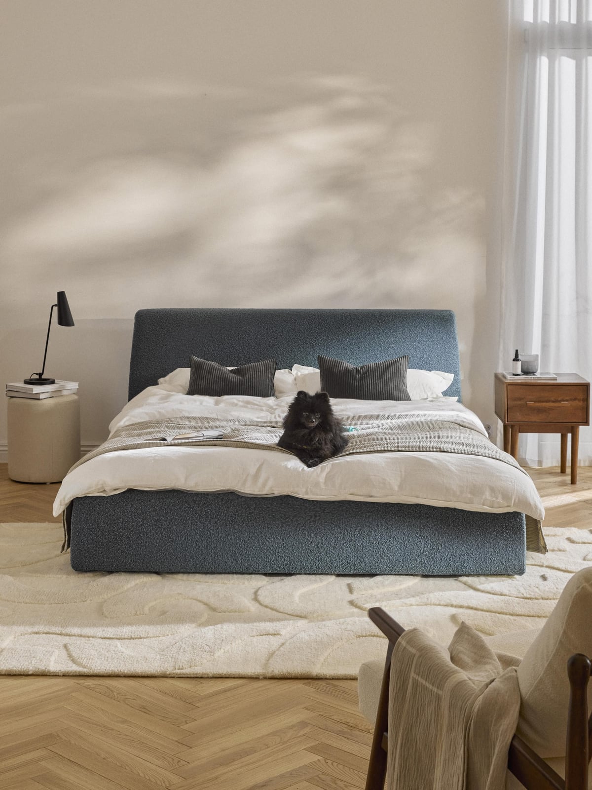 Tanfield Upholstered Bouclé Bed with Storage Space