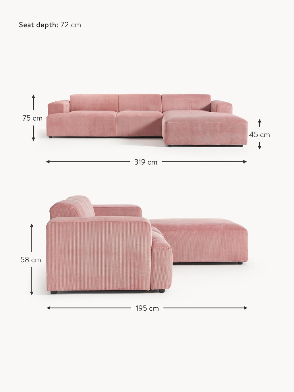 Tarnbrook Corduroy Corner Sofa (4-seater)