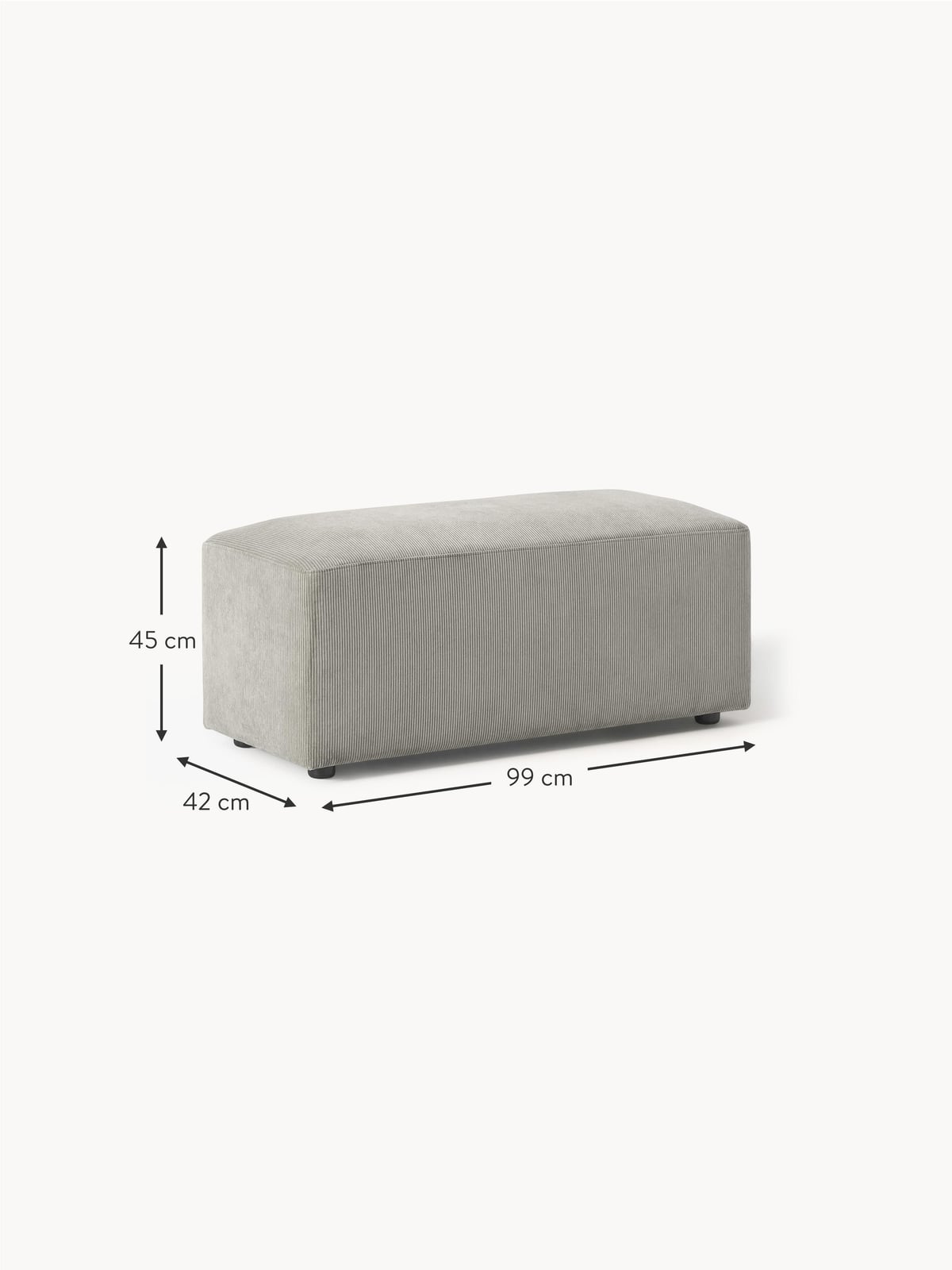Tarnbrook Corduroy Ottoman, W 99 x D 42 cm