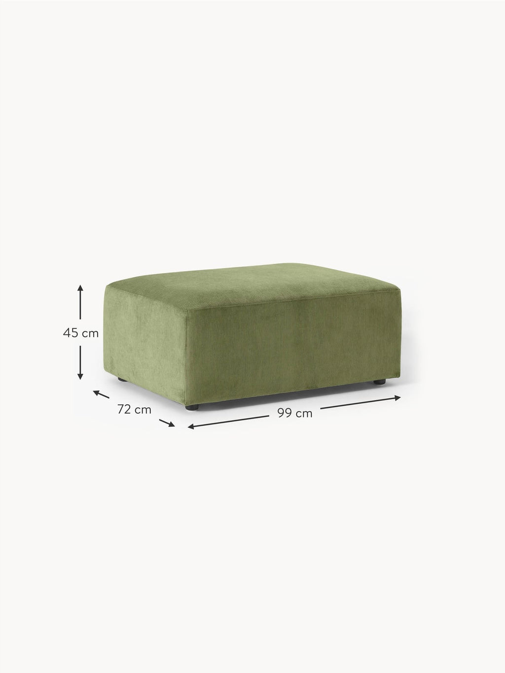 Tarnbrook Corduroy Ottoman, W 99 x D 72 cm