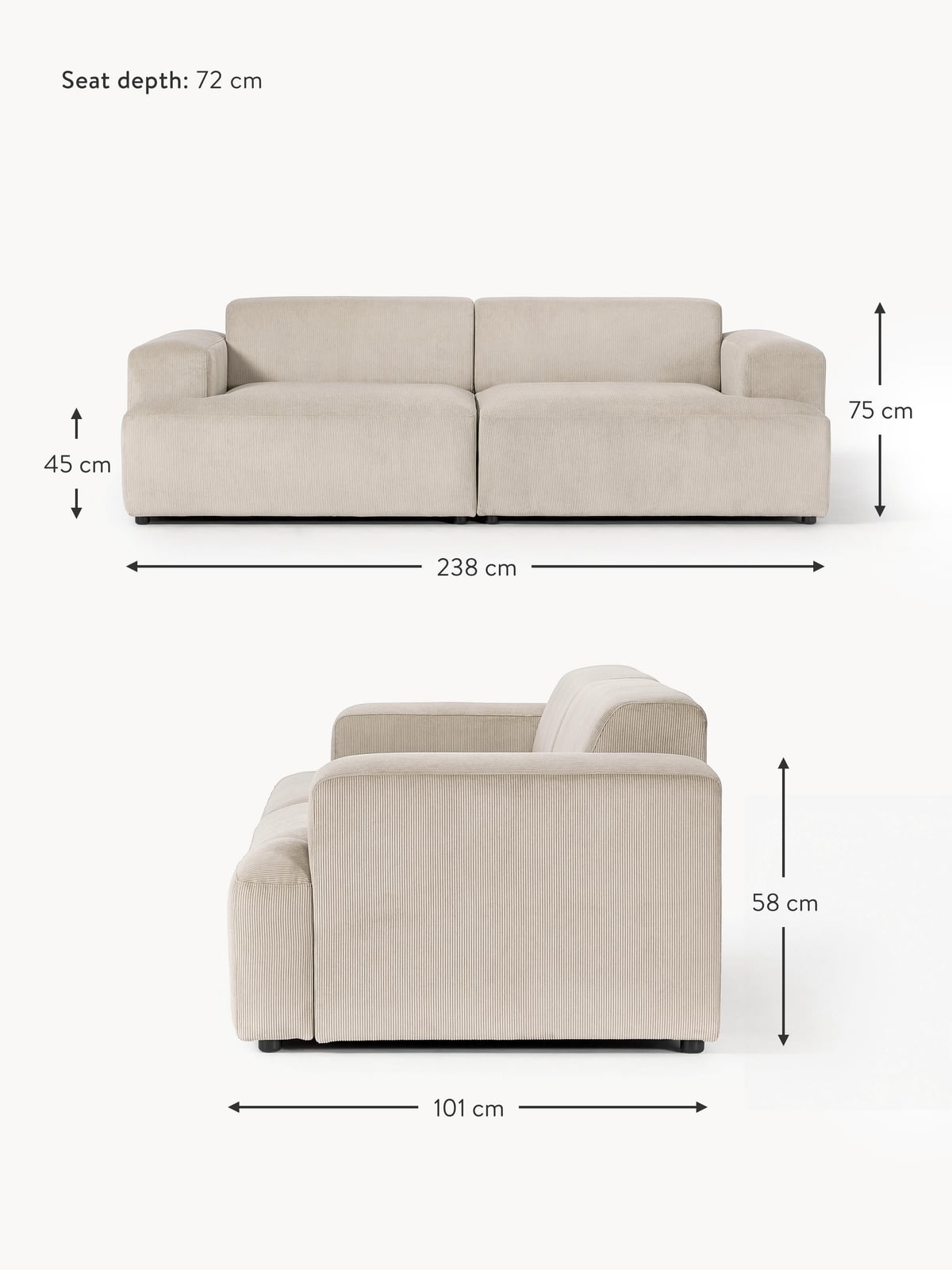 Tarnbrook Corduroy Sofa (3-seater)