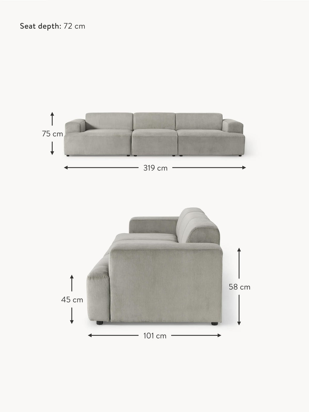 Tarnbrook Corduroy Sofa (4-seater)