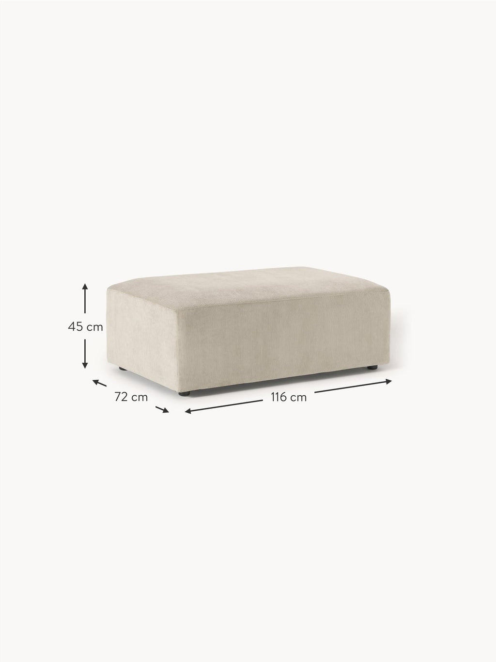 Tarnbrook Corduroy XL Ottoman, W 116 x D 72 cm
