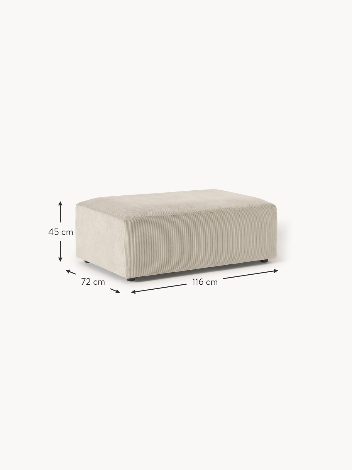 Tarnbrook Corduroy XL Ottoman, W 116 x D 72 cm