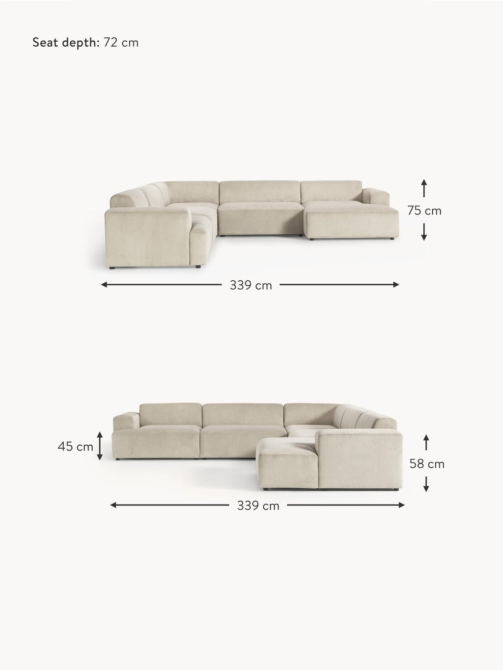 Tarnbrook XL Corduroy Corner Sofa