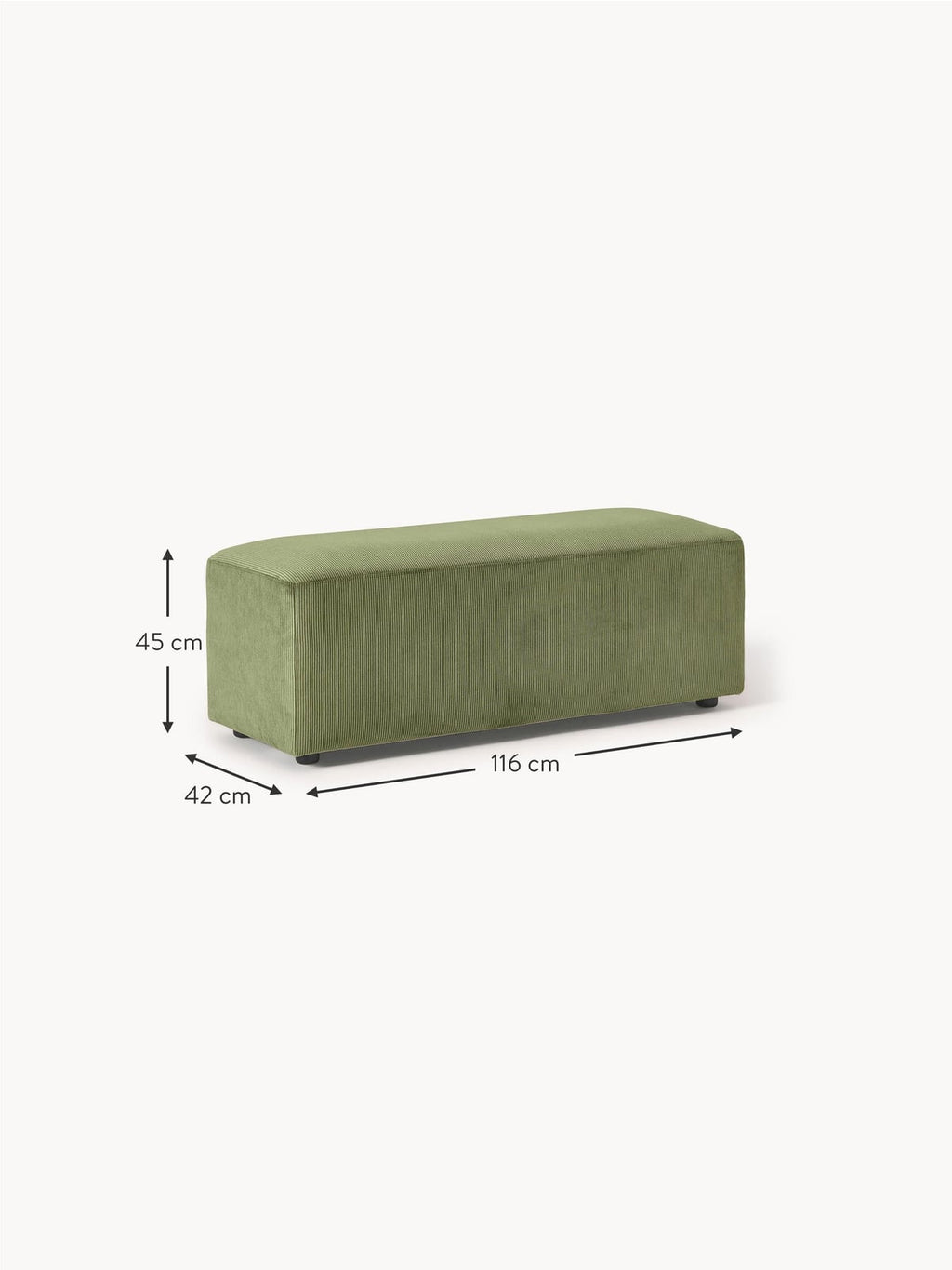 Tarnbrook XL Corduroy Ottoman, W 116 x D 42 cm