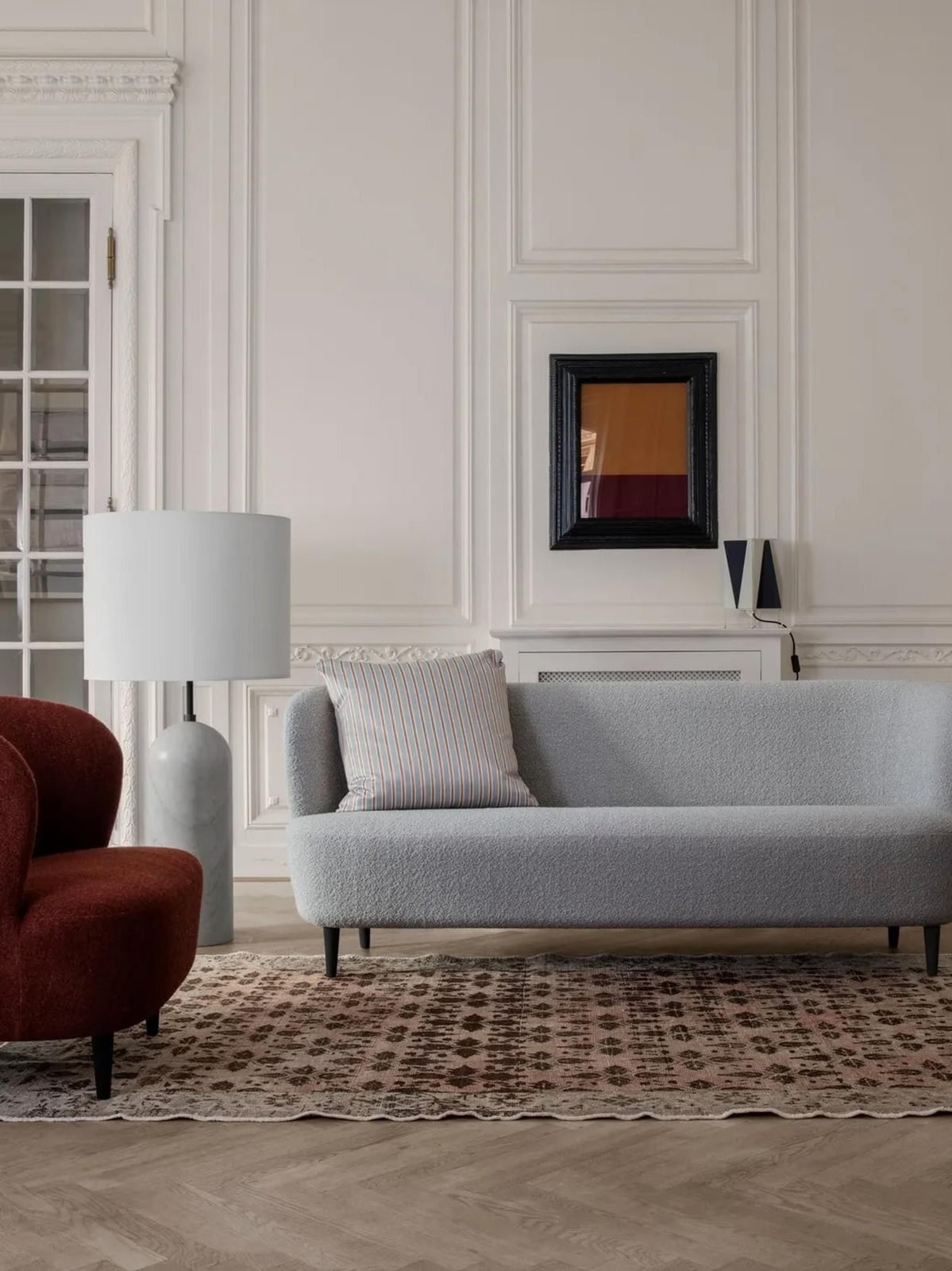 Templeton Dimmable Floor Lamp with Marble Base, H 120 cm