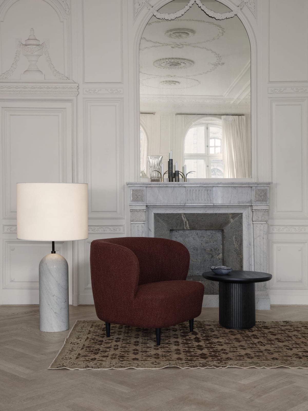 Templeton Dimmable Floor Lamp with Marble Base, H 120 cm