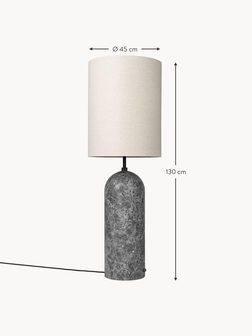 Templeton Dimmable Floor Lamp with Marble Base, H 130 cm
