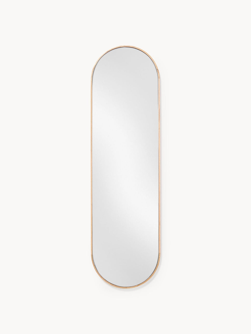 Thirlmere Oval Full-Length Wall Mirror with Oak Wood Frame