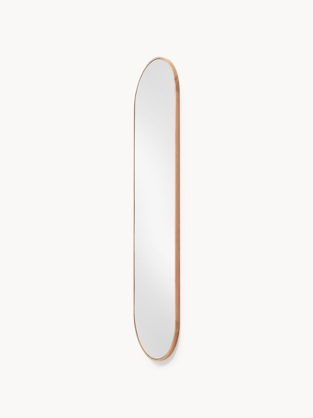 Thirlmere Oval Full-Length Wall Mirror with Oak Wood Frame