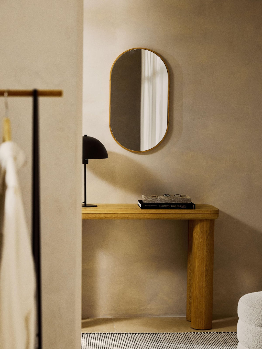 Thirlmere Oval Wall Mirror with Oak Wood Frame