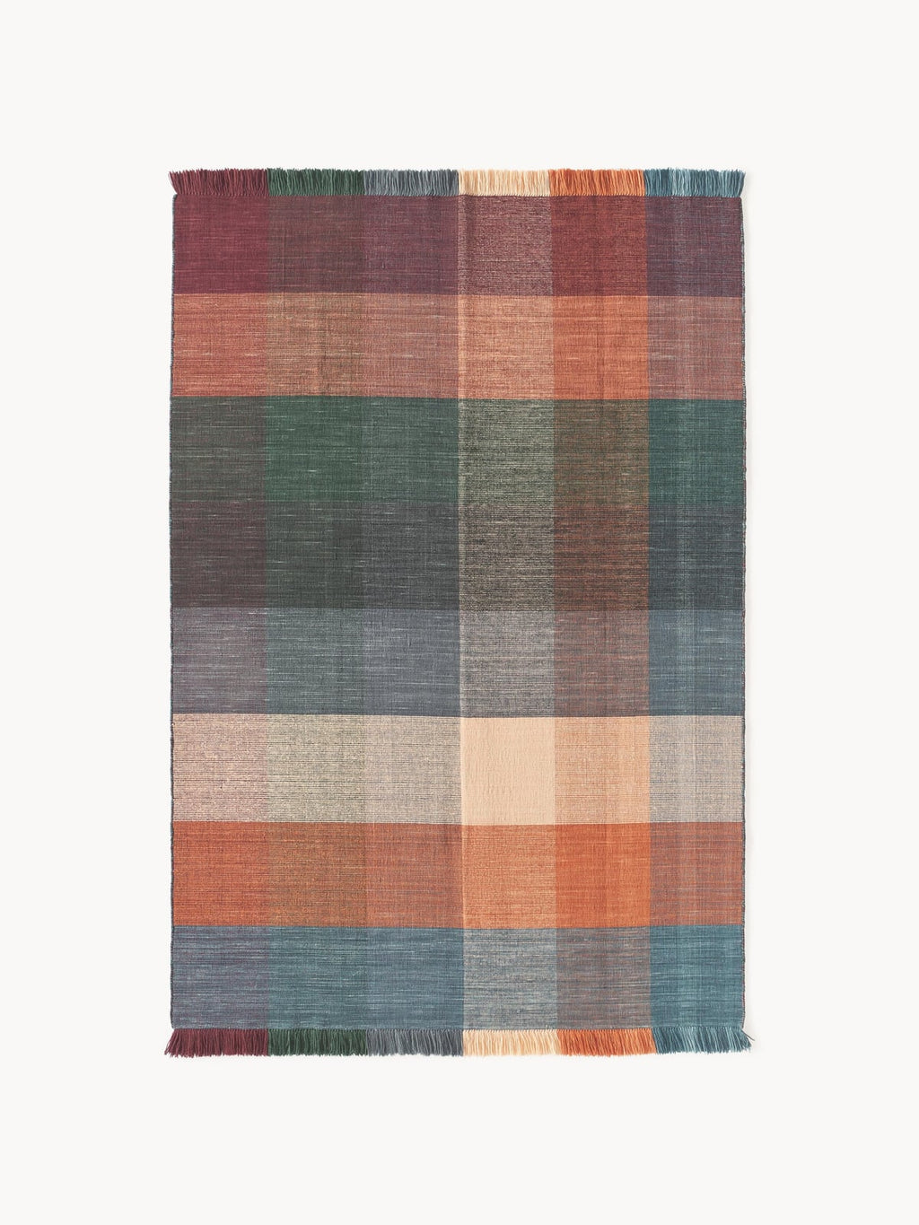 Thurloe Checked Wool Rug with Fringes