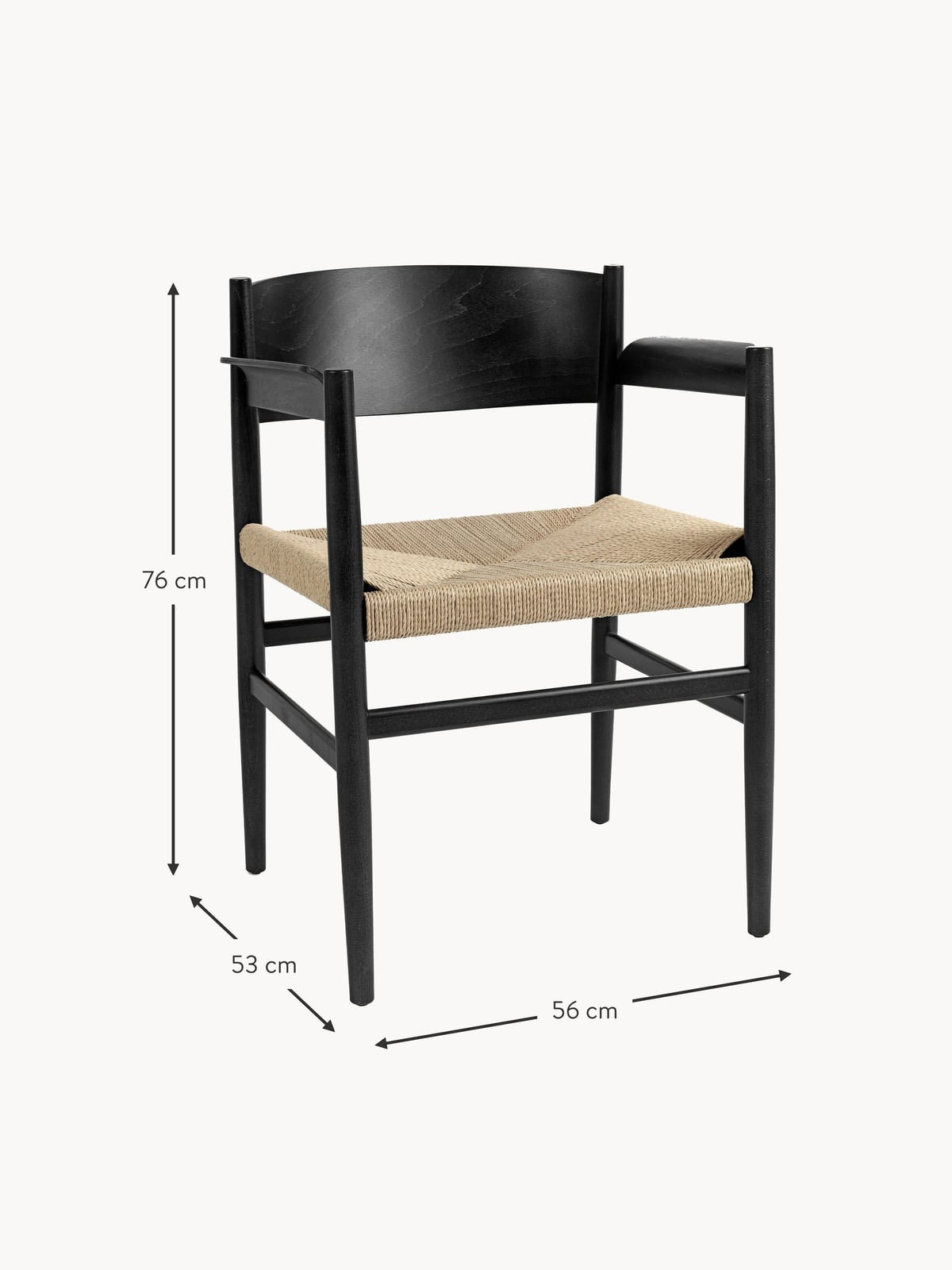 Thurloe Handmade Beech Wood Dining Chair with Woven Seat Surface