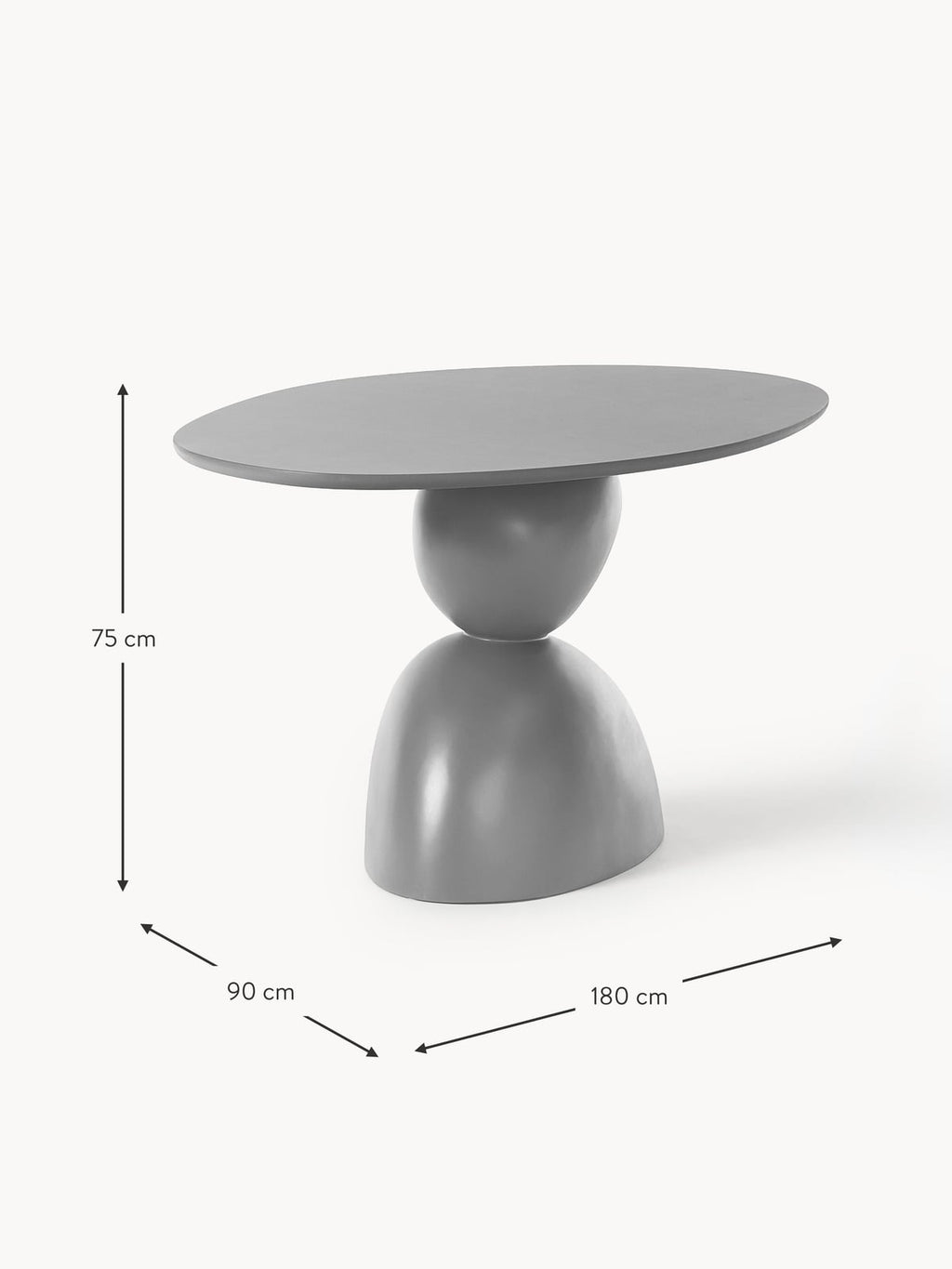 Tilbury Oval Dining Table with Organic Design, 180 x 90 cm