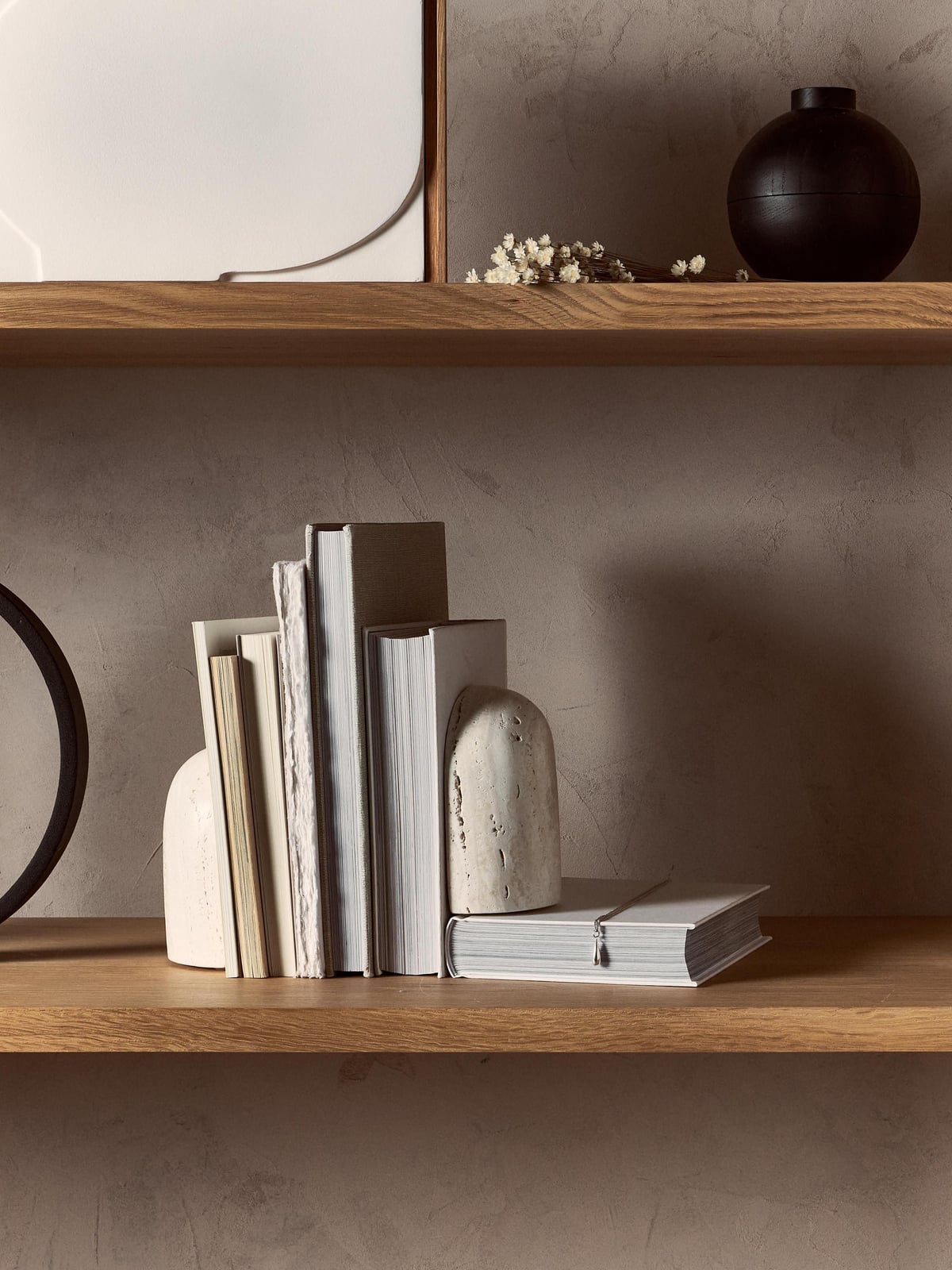 Uffington Travertine Bookends, Set of 2