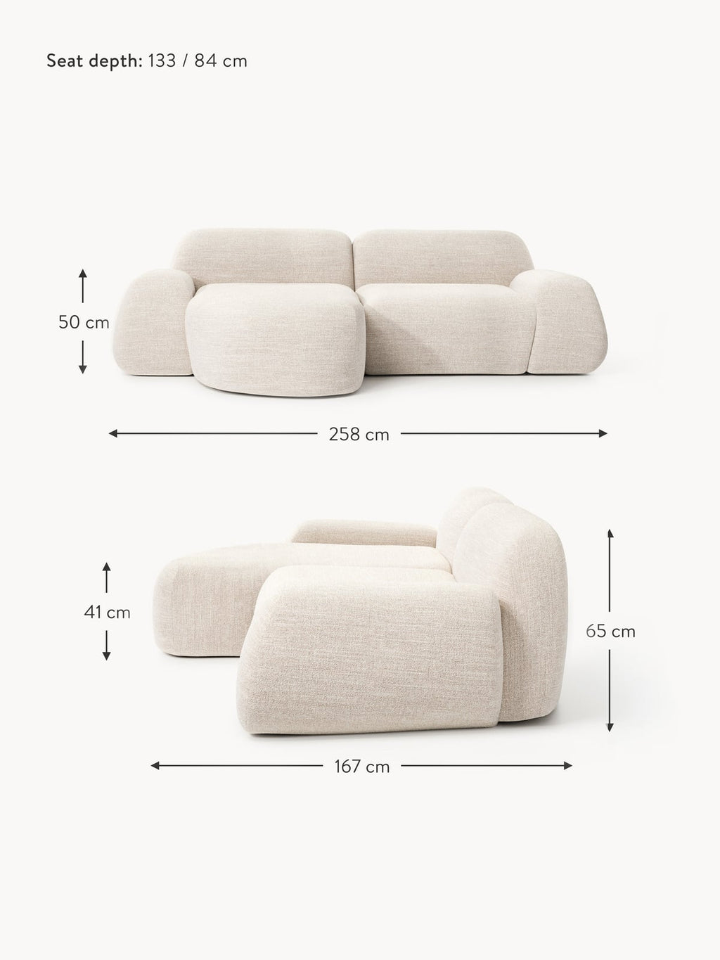 Ulpha Modular Bouclé Corner Sofa (3-seater)