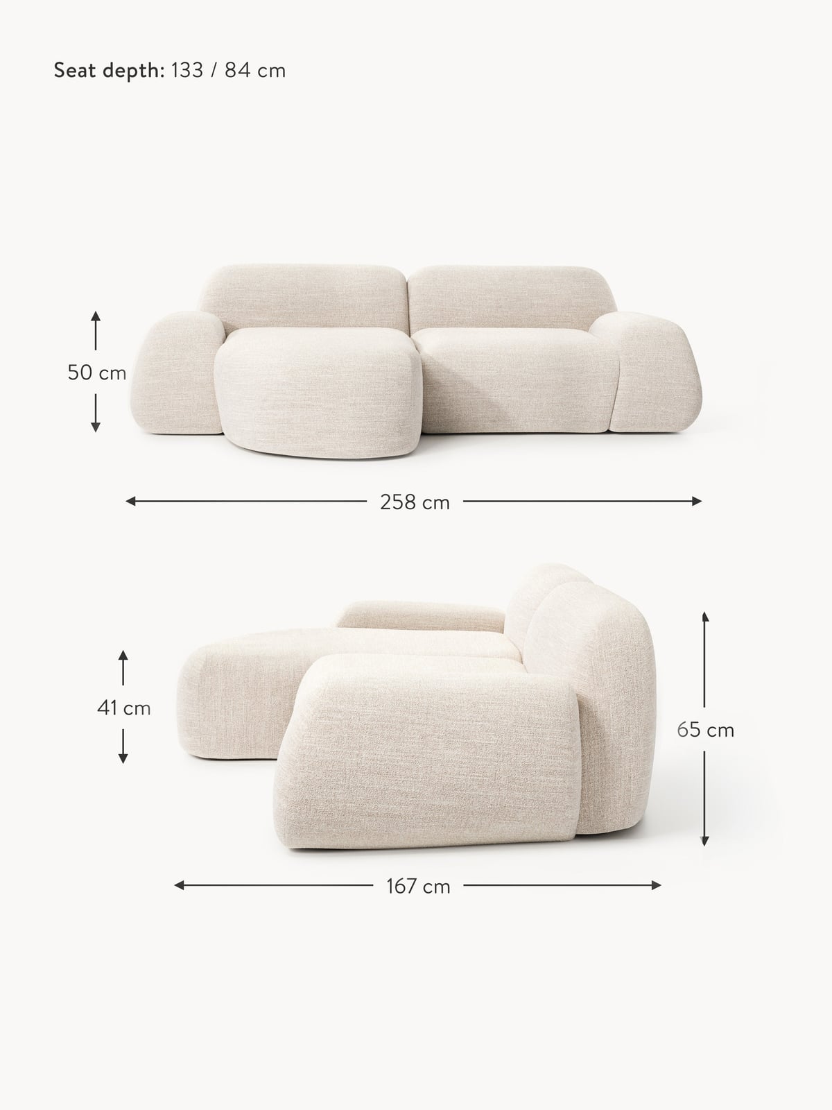 Ulpha Modular Bouclé Corner Sofa (3-seater)