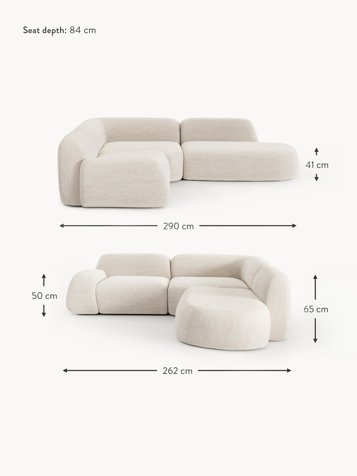 Ulpha Modular Bouclé Corner Sofa (4-seater) with Chaise End
