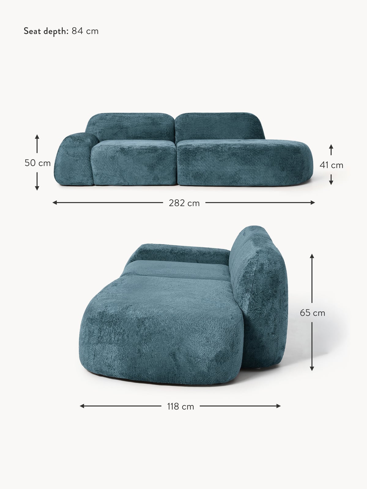 Ulpha Modular Teddy Bouclé Chaise (3-seater)