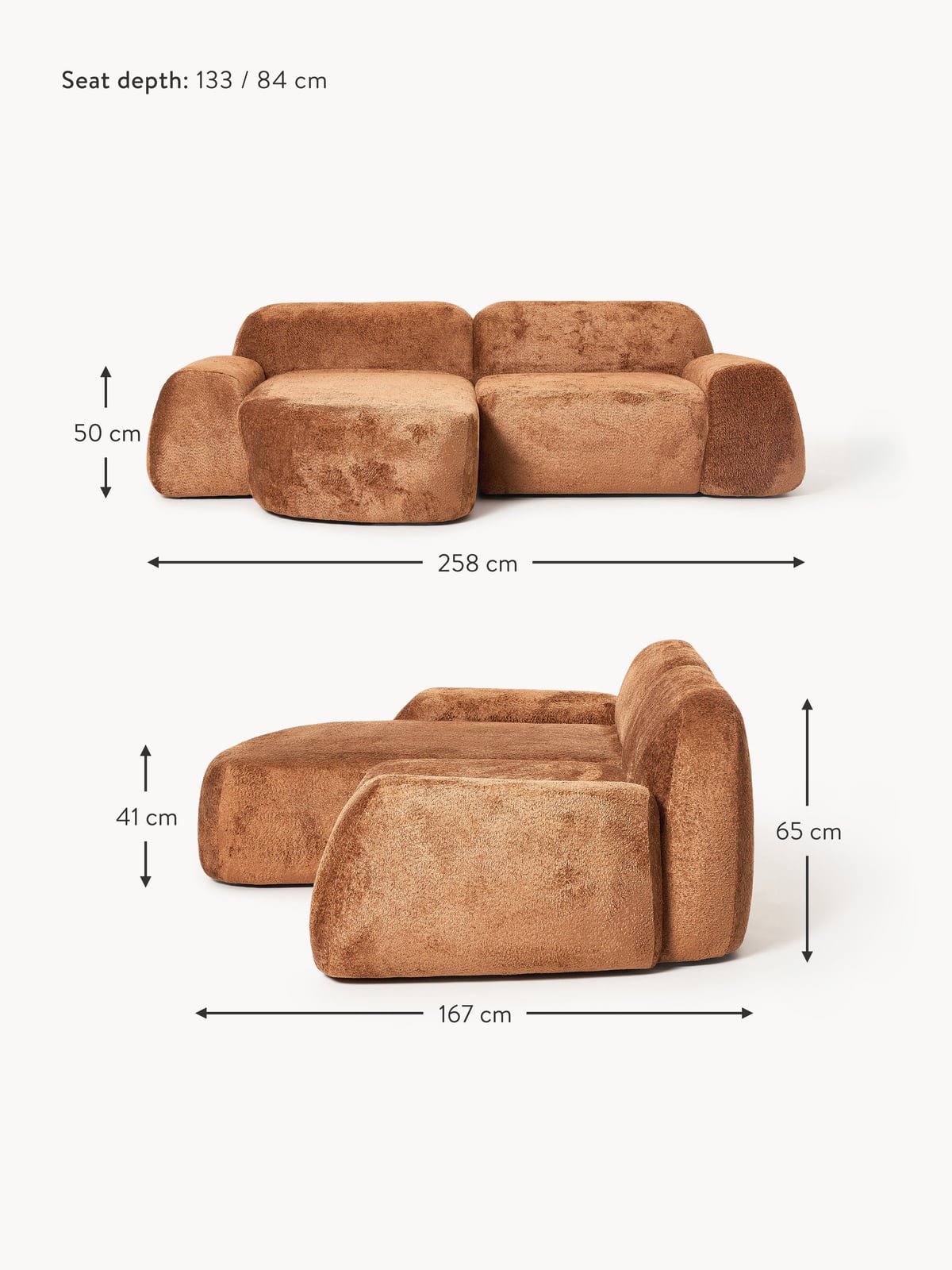 Ulpha Modular Teddy Bouclé Corner Sofa (3-seater)