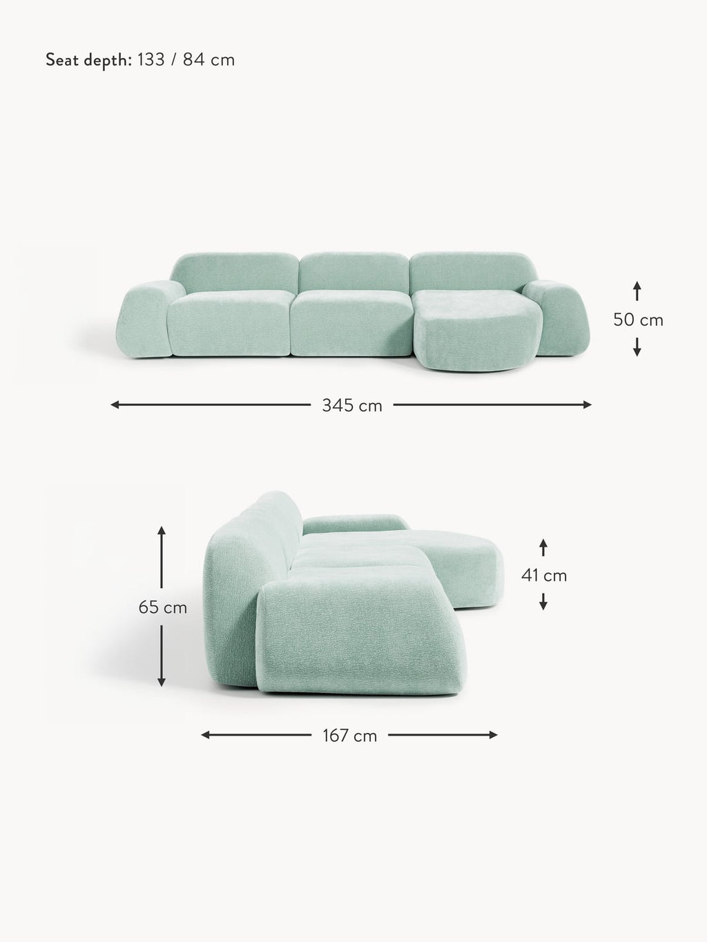 Ulpha Modular Teddy Corner Sofa (4-seater)