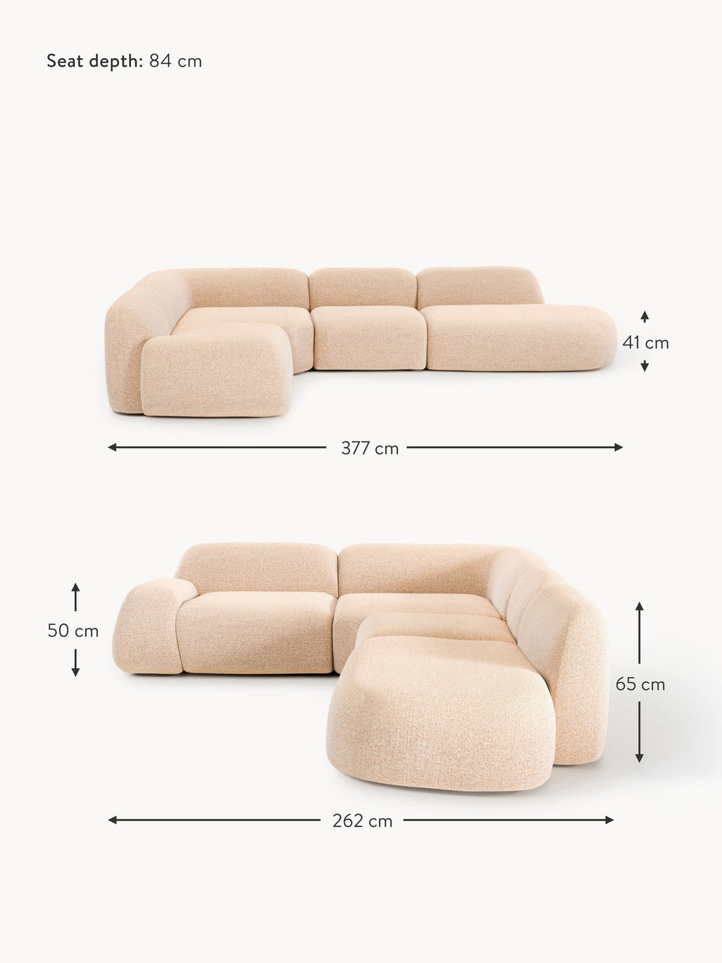 Ulpha XL Modular Bouclé Corner Sofa with Chaise End