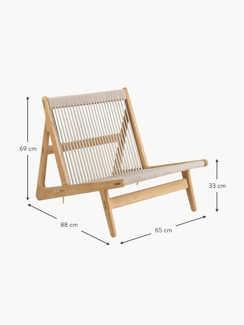 Uppingham Handmade Oak Wood Lounge Chair MR01 with Seat Cushion