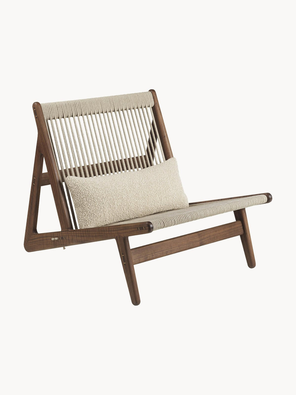 Uppingham Handmade Walnut Wood Lounge Chair MR01 with Seat Cushion