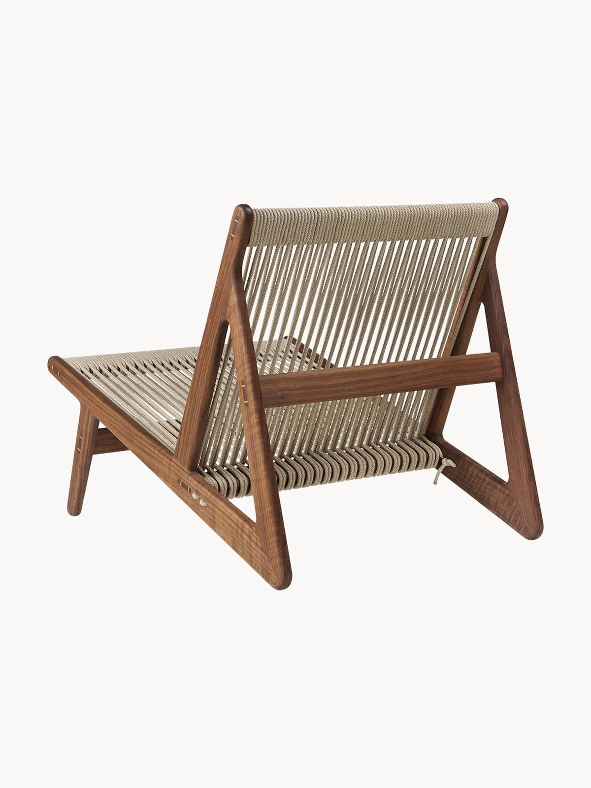 Uppingham Handmade Walnut Wood Lounge Chair MR01 with Seat Cushion