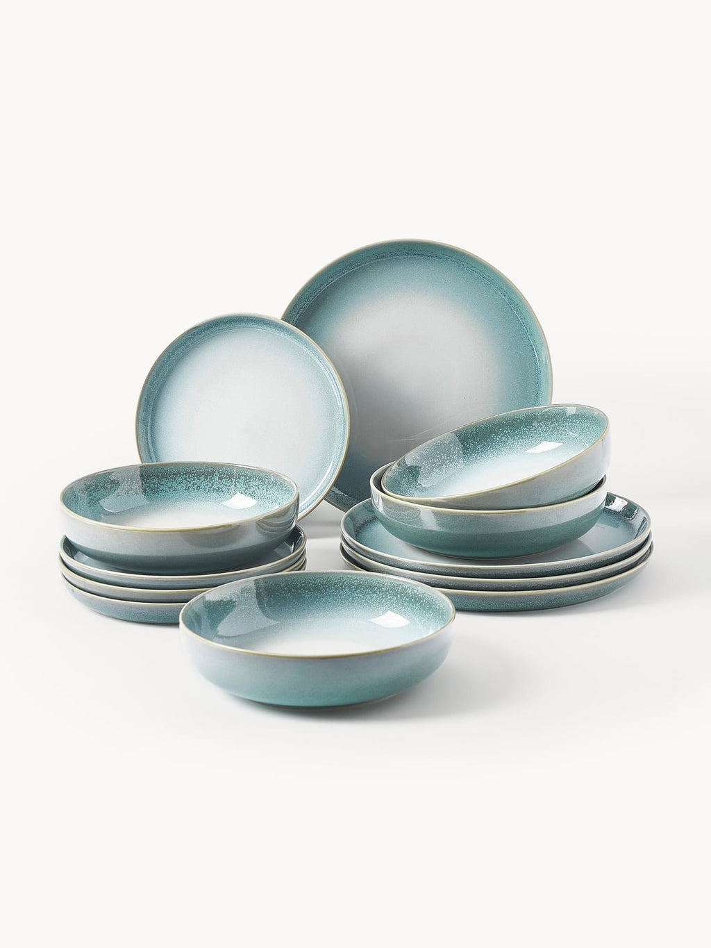 Uppingham Reactive Glaze Tableware Set, 4 people, Set of 12