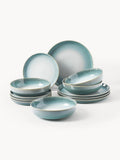 Uppingham Reactive Glaze Tableware Set, 4 people, Set of 12