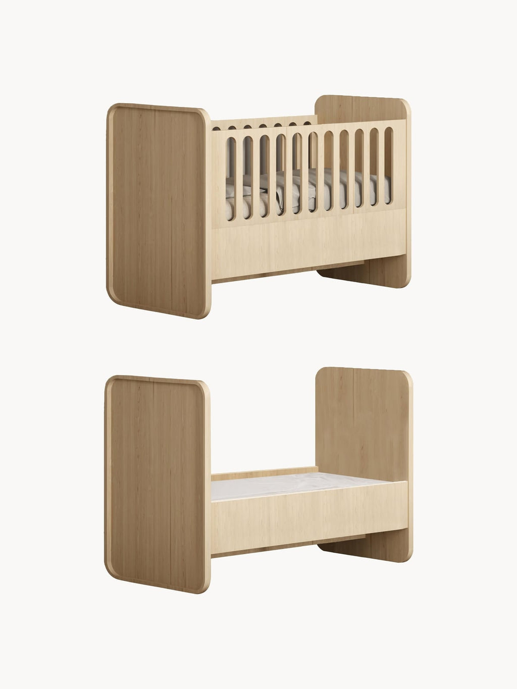 Upwell Baby Bed with Extension to Kids Bed, 70 x 120/160 cm