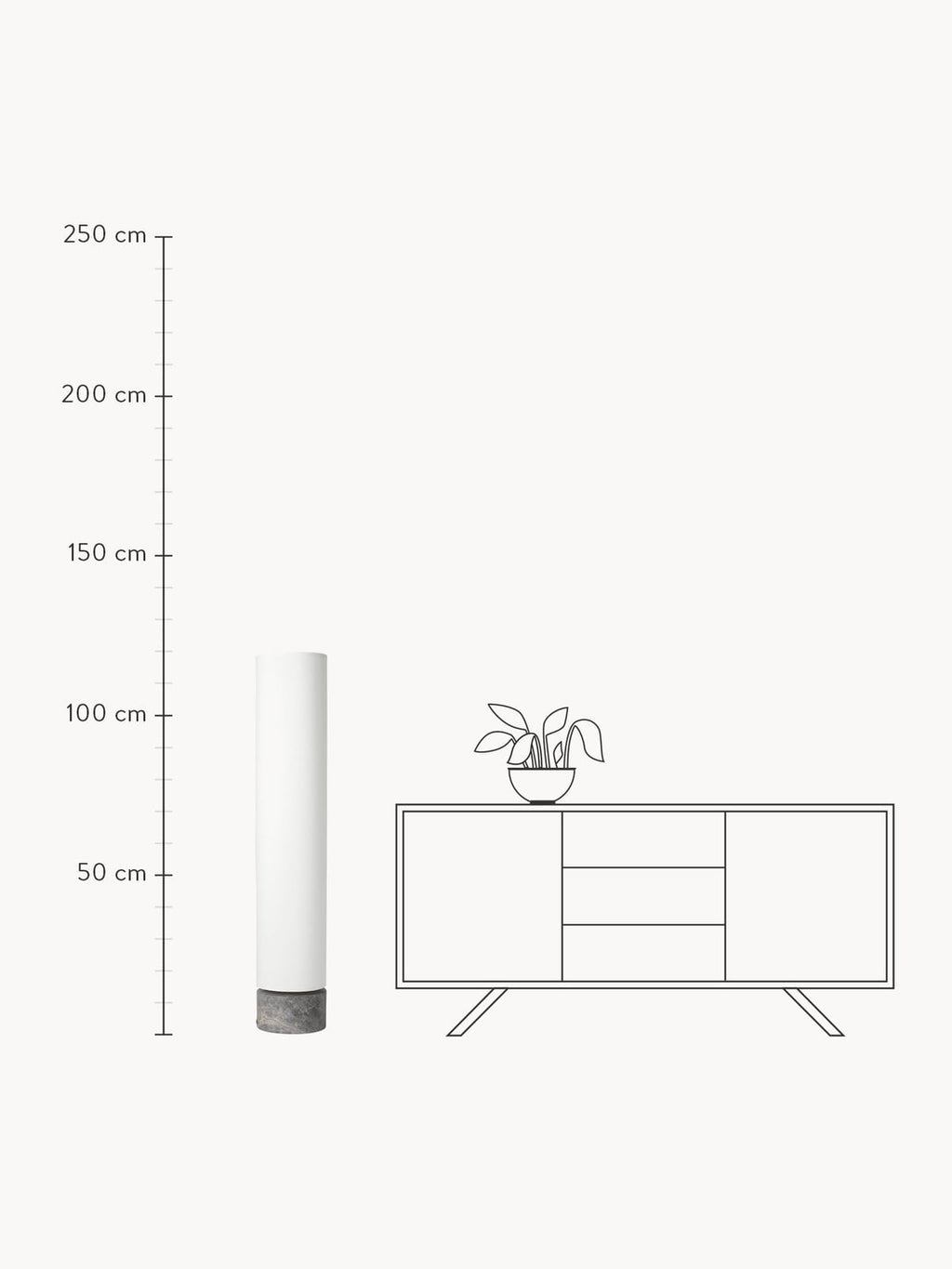 Upwell Dimmable LED Floor Lamp with Marble Base, in various sizes