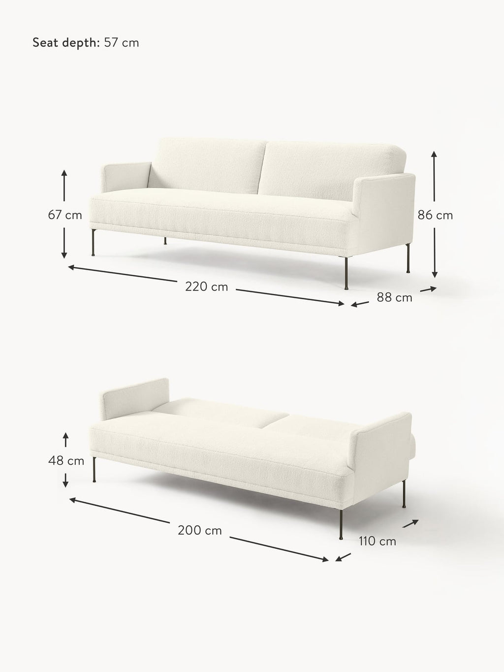 Urswick Teddy Sofa Bed (3-seater)