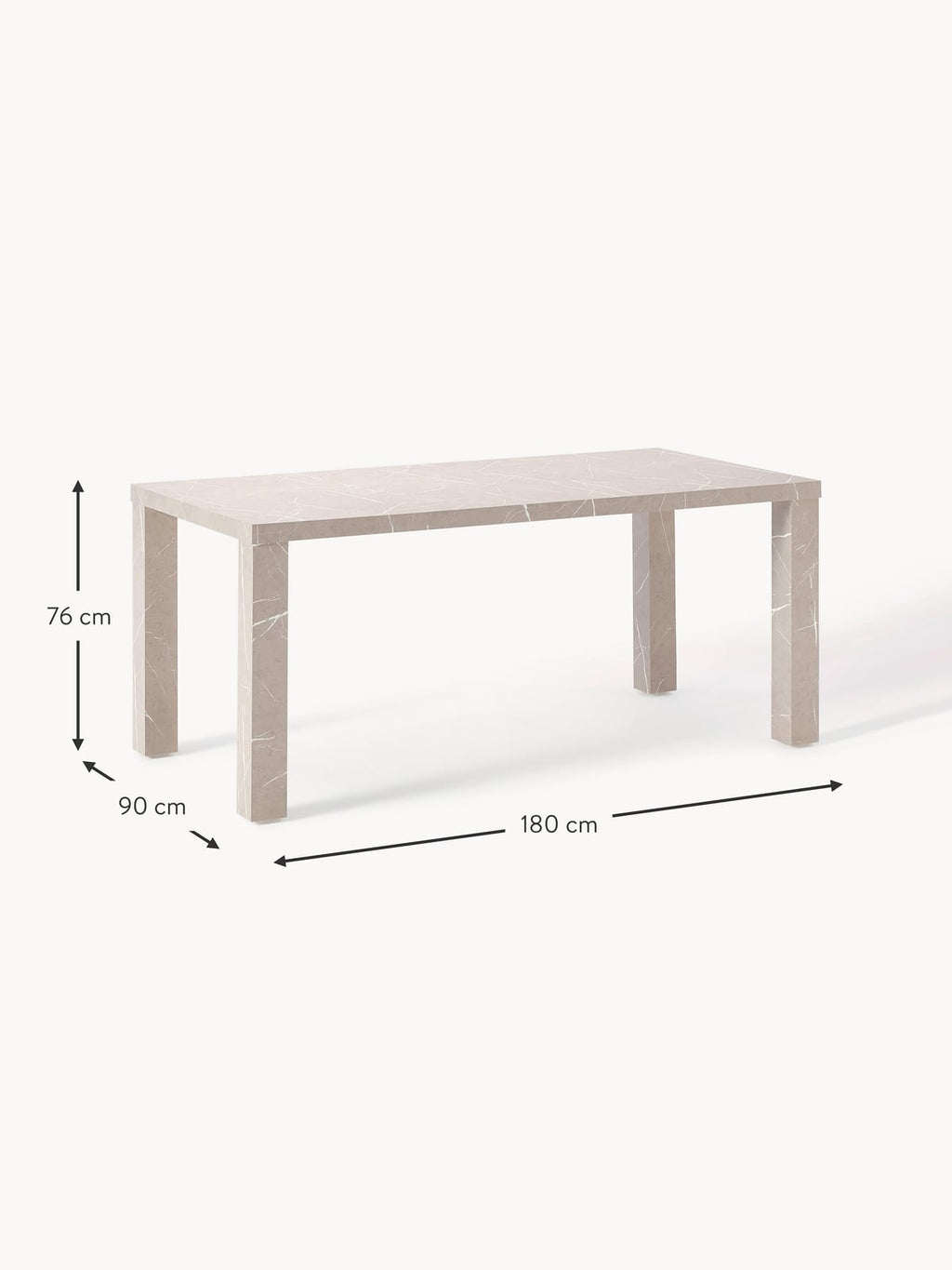 Vellore Marble Effect Dining Table, 180 X 90 cm