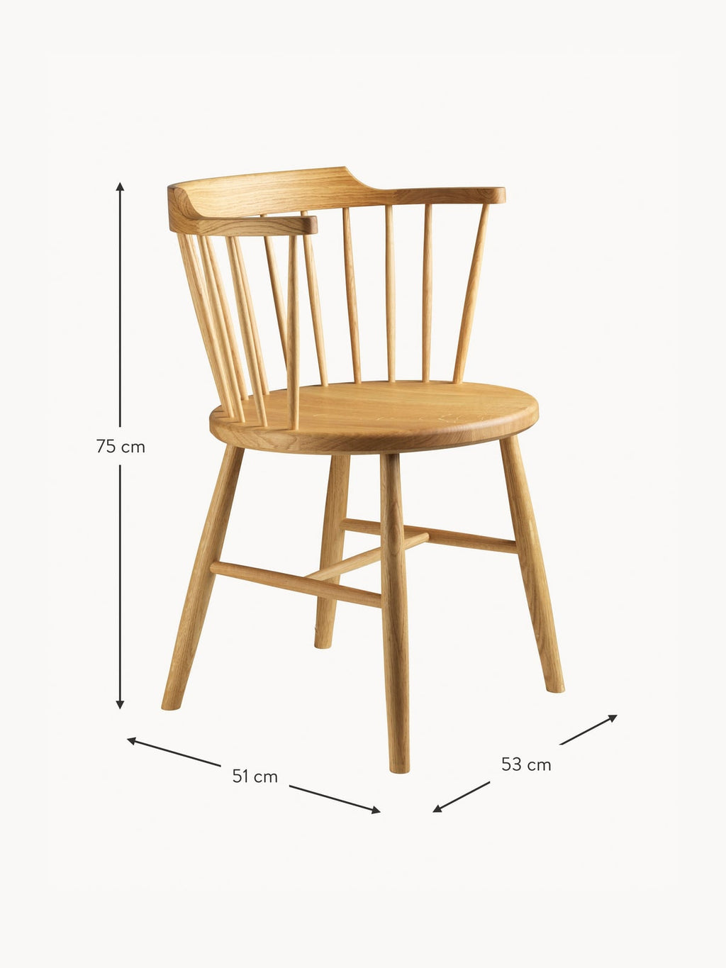 Vernham J18 Handmade Oak Wood Dining Chair with Armrests
