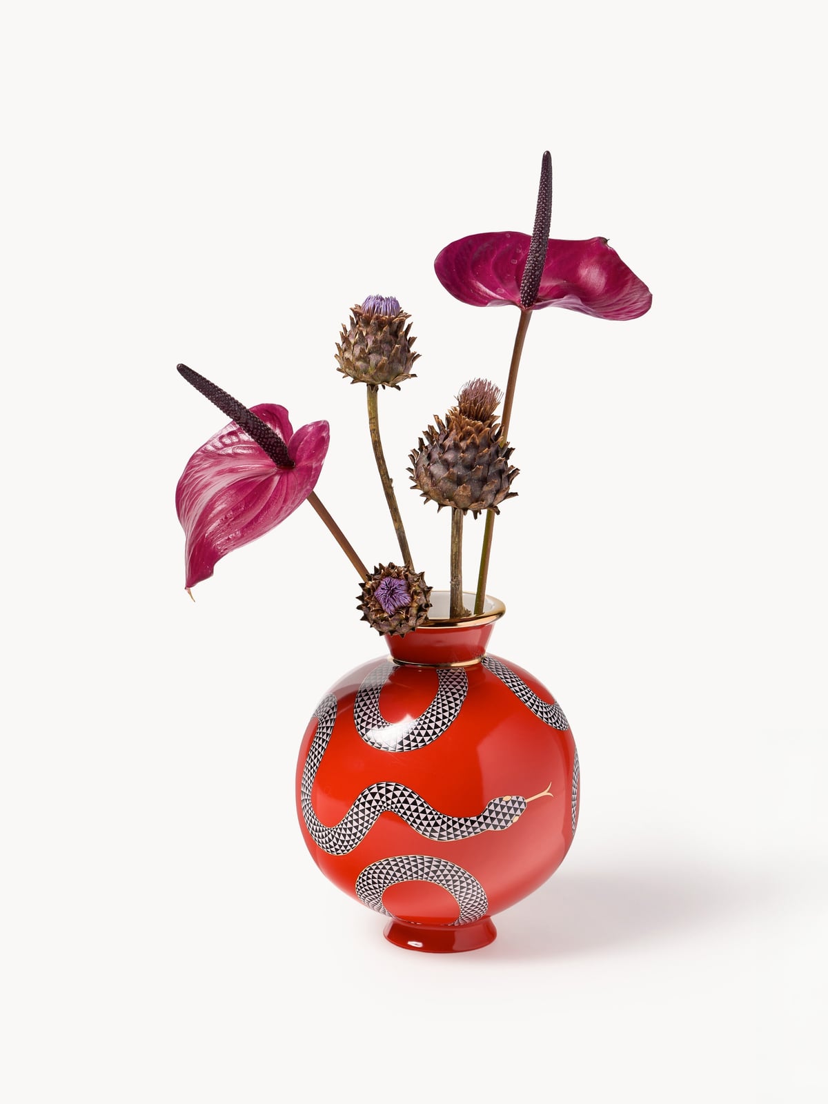 Vestry Porcelain Vase with Gold Accents, H 23 cm