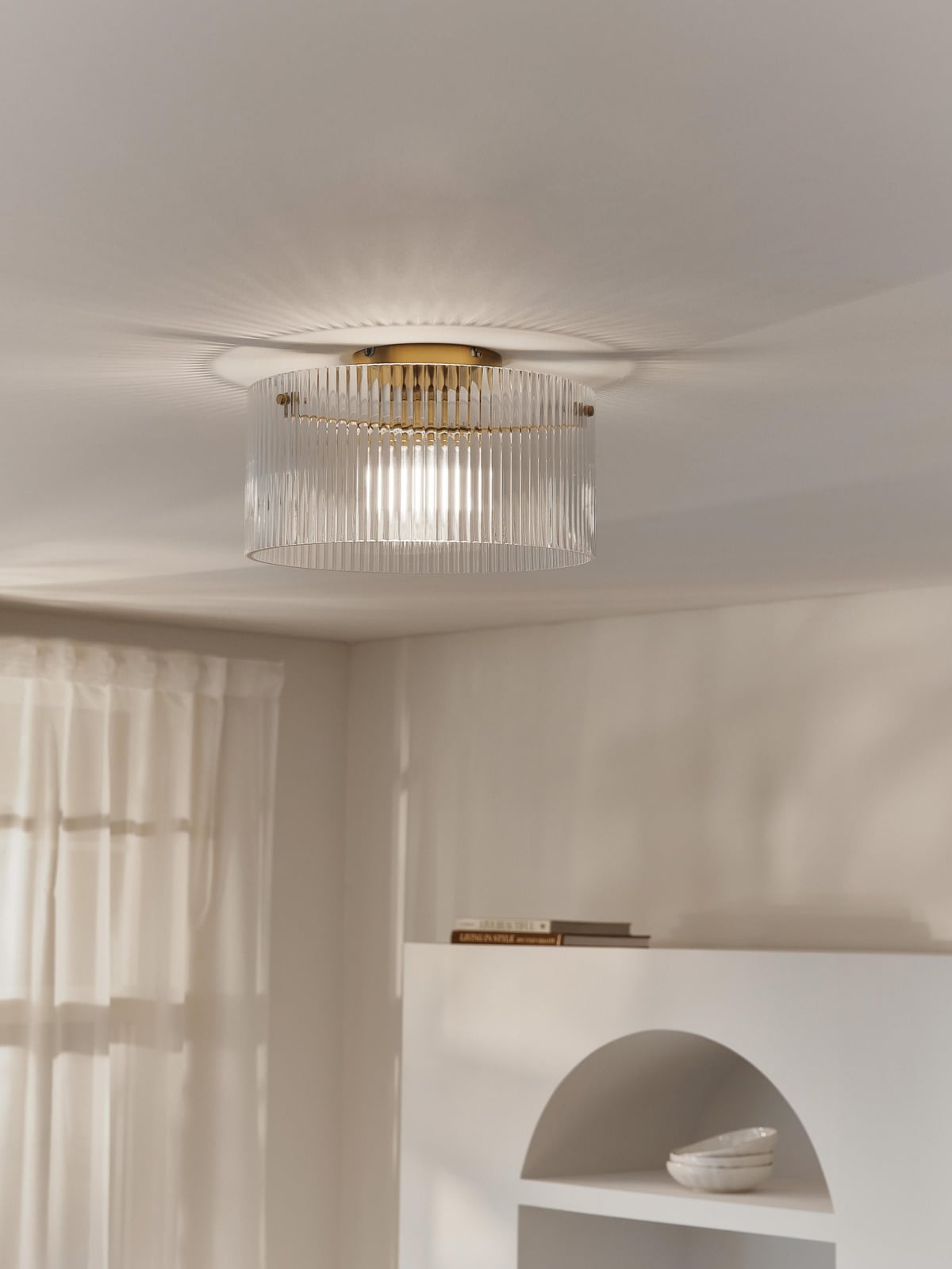 Vowchurch Ribbed Glass Ceiling Lamp