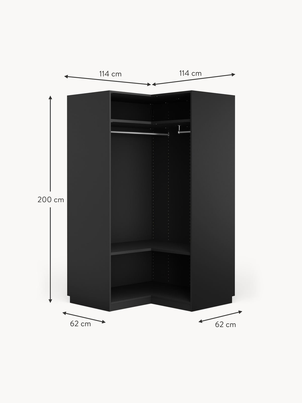 Wentworth Modular Corner Wardrobe, 115 cm Wide