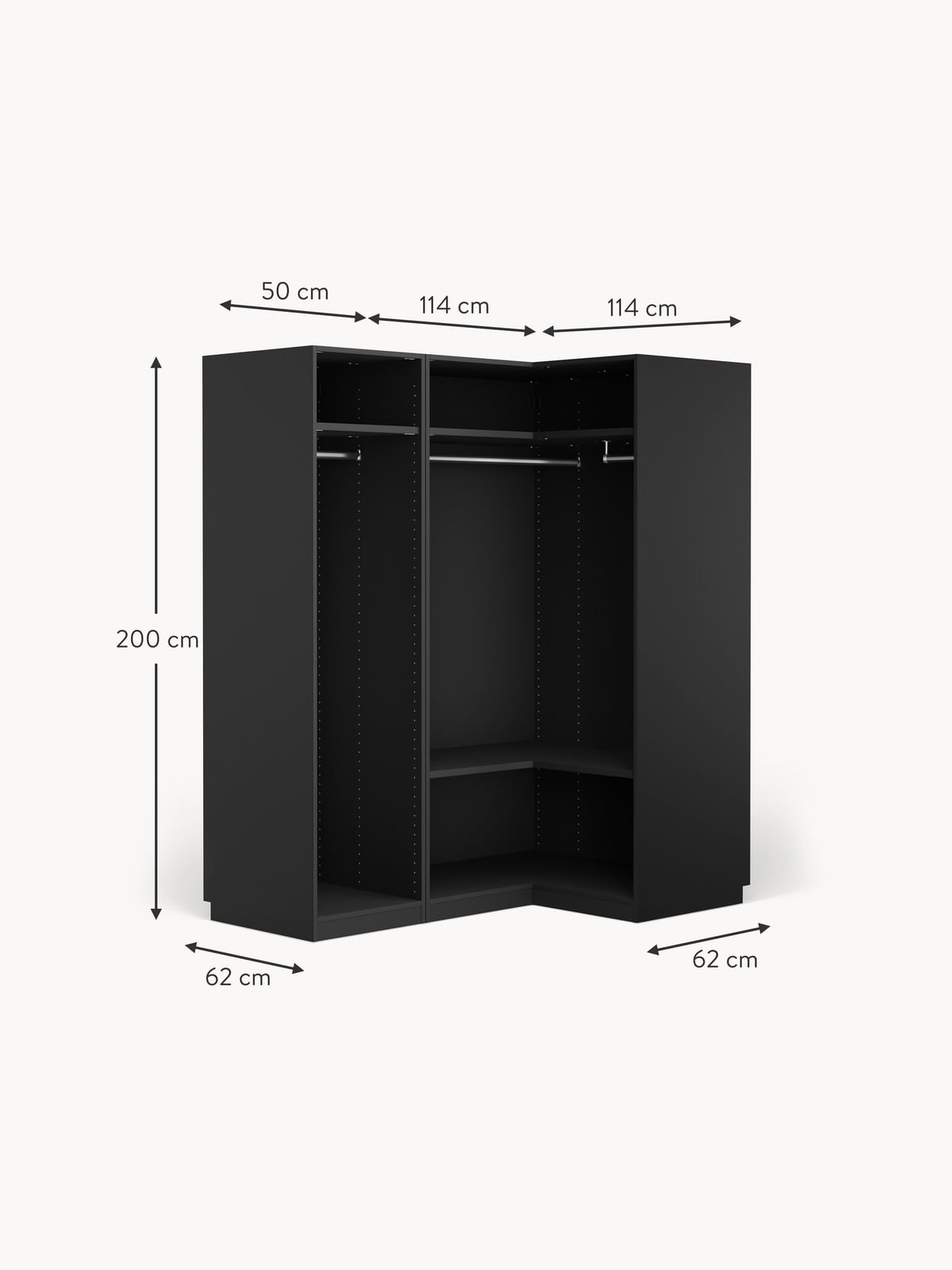 Wentworth Modular Corner Wardrobe, 165 cm Wide, in various sizes