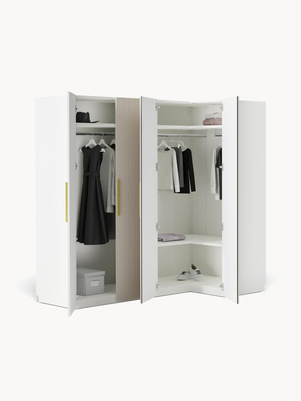 Wentworth Modular Corner Wardrobe, 215 cm Wide, in various sizes