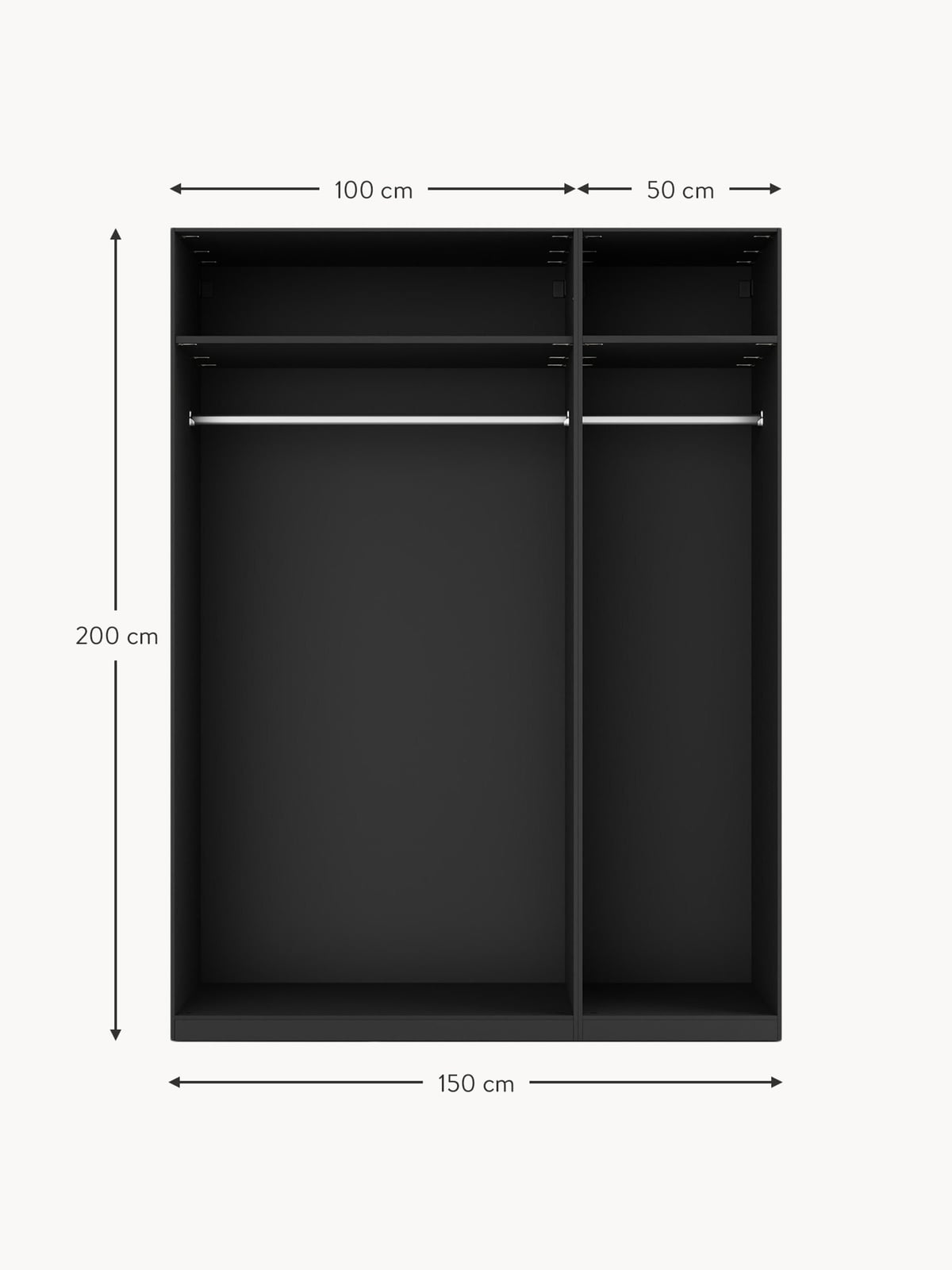 Wentworth Modular Hinged Door Wardrobe, 150 cm Wide, in various sizes