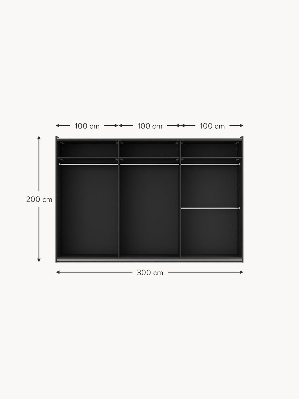 Wentworth Modular Sliding Door Wardrobe, 300 cm Wide, in various sizes