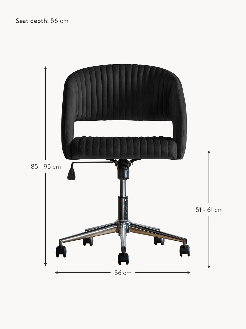 Wexley Velvet Desk Chair, Adjustable Height