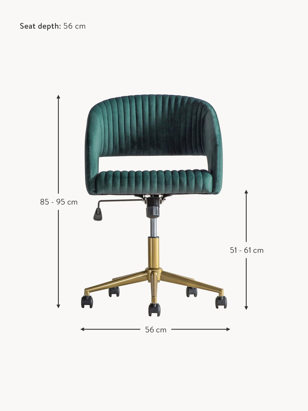 Wexley Velvet Desk Chair, Height-adjustable