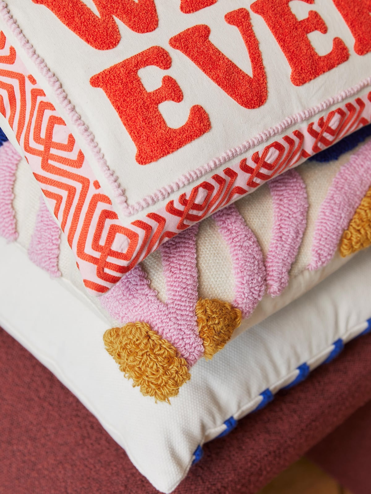 Wharton Cushion Cover with Embroidered Lettering