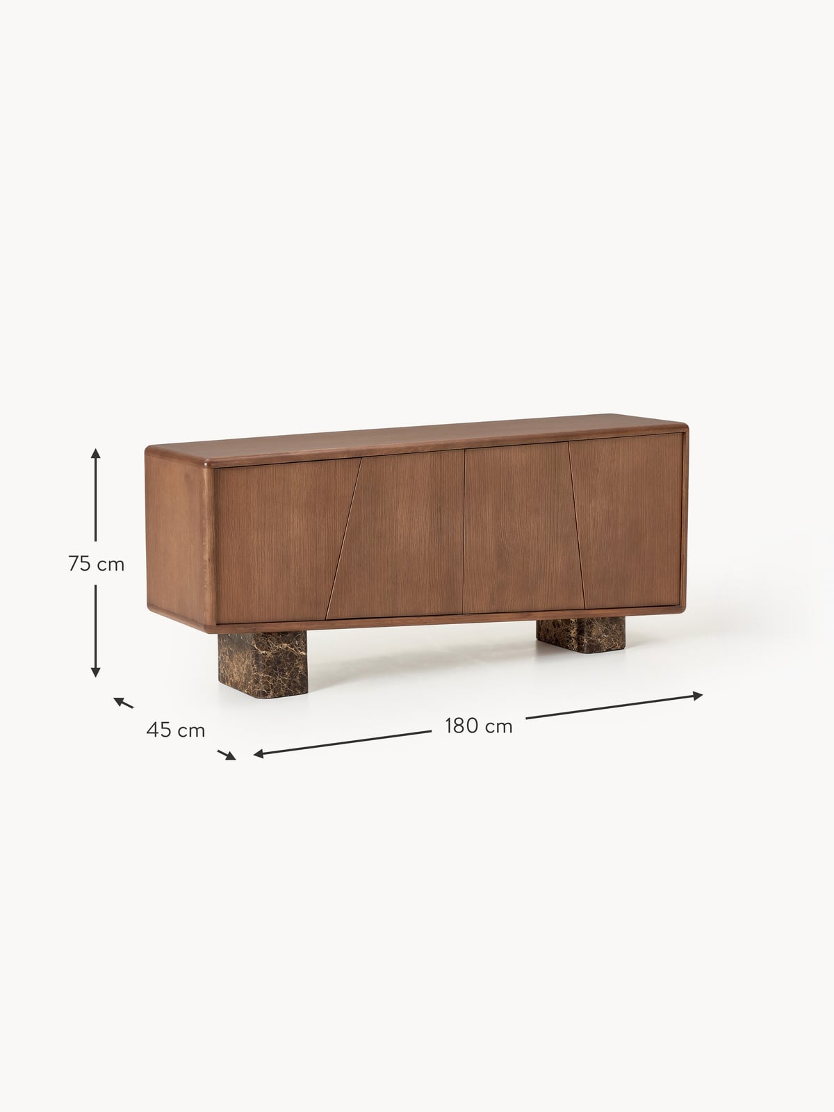 Wickham Wooden Sideboard with Emperador Marble Legs